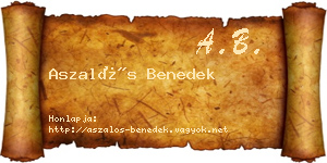 Aszalós Benedek névjegykártya