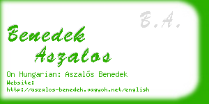 benedek aszalos business card